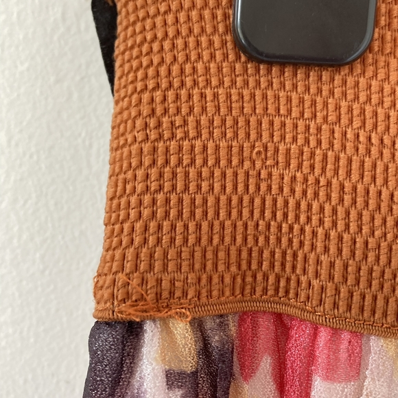 BNWT Wewa Women's Coral/Brown Floral Elasticated Waist Maxi Chiffon Skirt Sz 12 - Picture 13 of 16